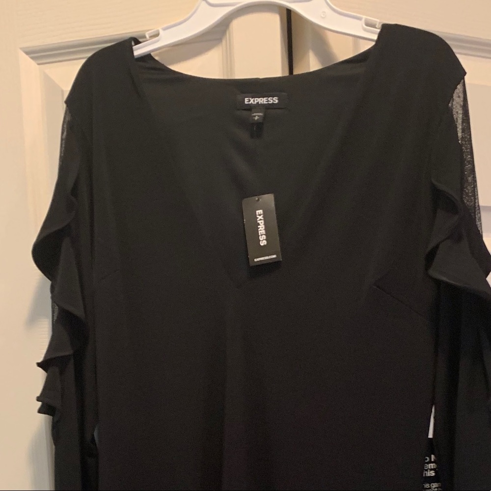 LBD with ruffled sleeves